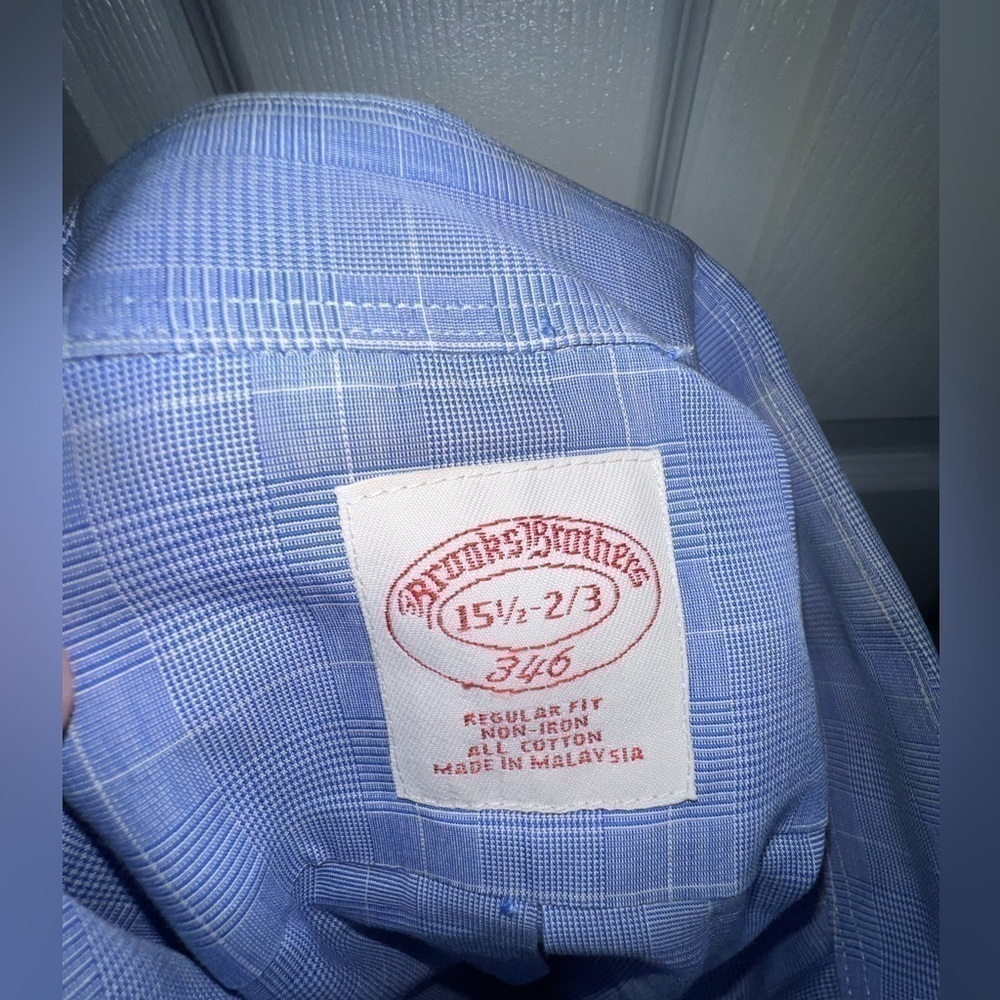 Brooks Brothers 346 Men 15.5 2/3 Regular Fit Non Iron Button Up Dress Shirt Blue - Picture 8 of 15